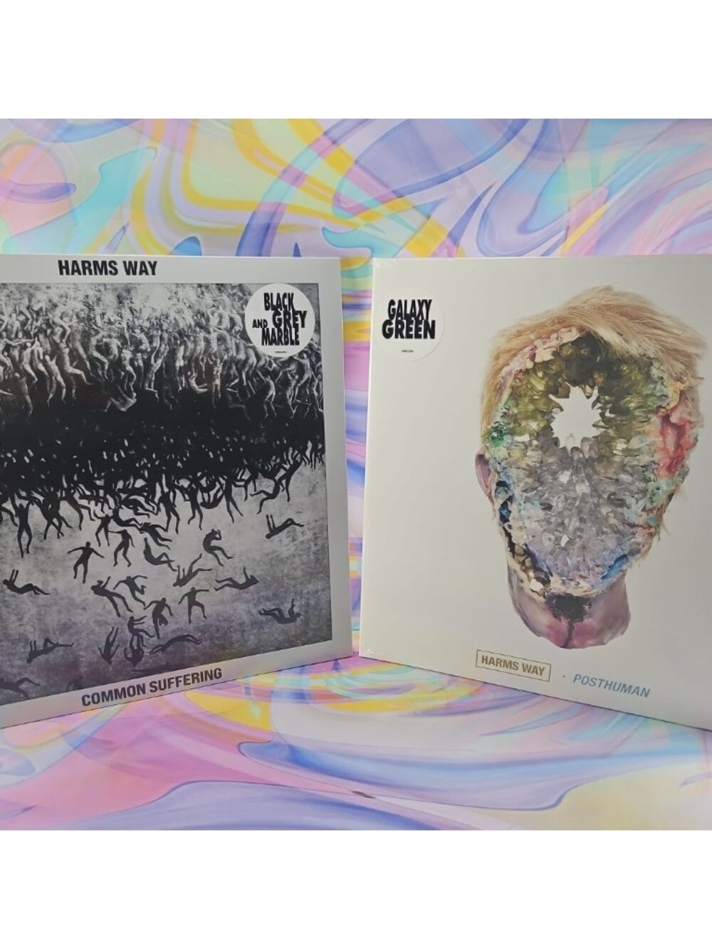 Lot of 2 Harms Way Records: Common Suffering (Black Gray Marbled), Posthuman